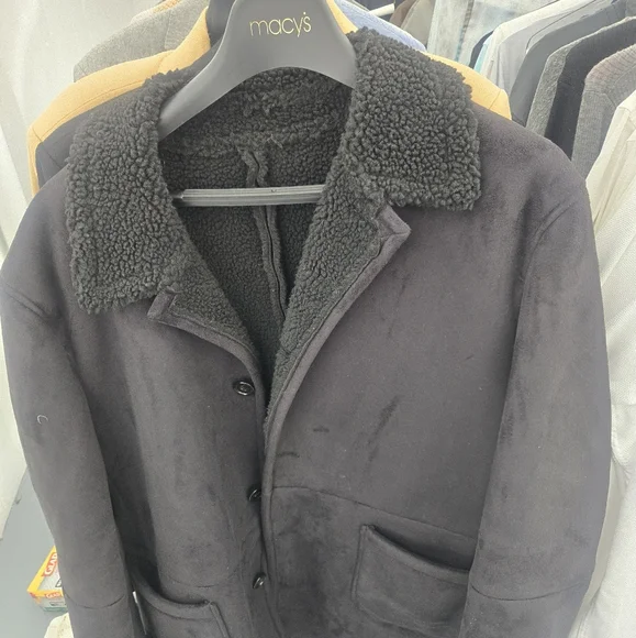 Ralph Lauren Black Sherling Car Coat 42 Reg Worn Once Hp🔥🔥🔥 - Picture 2 of 6